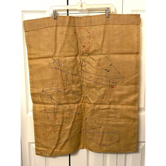 LA FOUGERE Signed HAITIAN Patchwork Applique Folk Art Flag Tapestry Fabric Decor - Picture 8 of 8